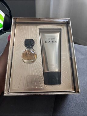 Victoria's Secret Bare Body Lotion & Mini Perfume Set - Silver and Black